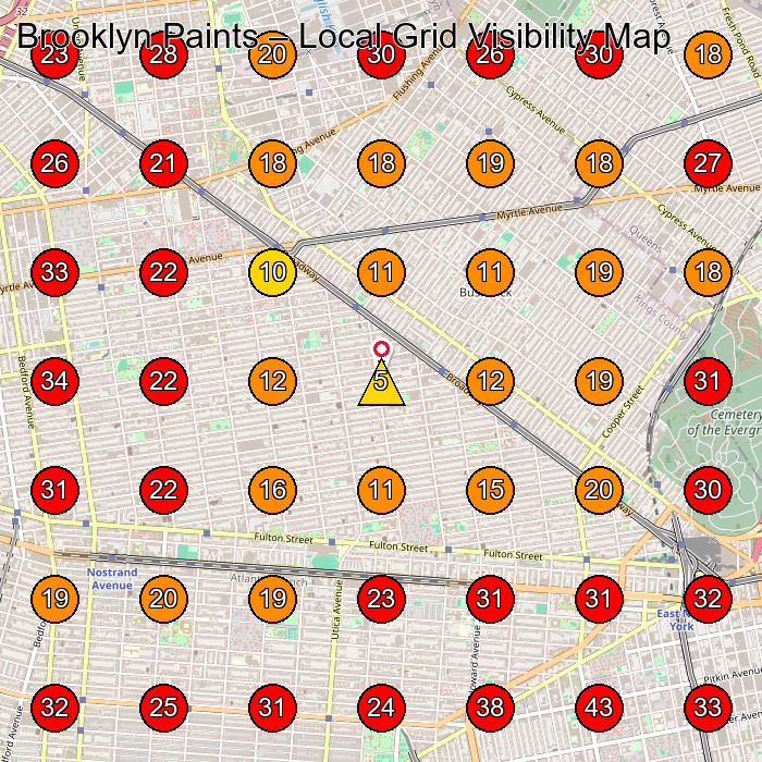 Brooklyn Paints GeoGrid visibility map for Photography Class in Brooklyn